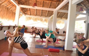 People practicing yoga